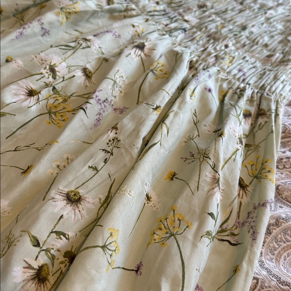 H&M Mint Green Floral Smocked Strapless Dress - Picture 4 of 5